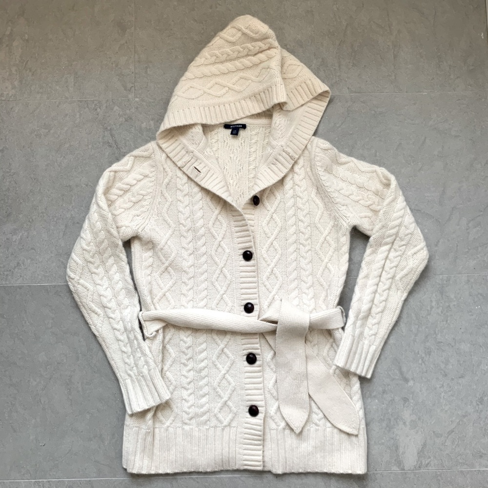 HILFIGER Cable Knit Hooded Sweater